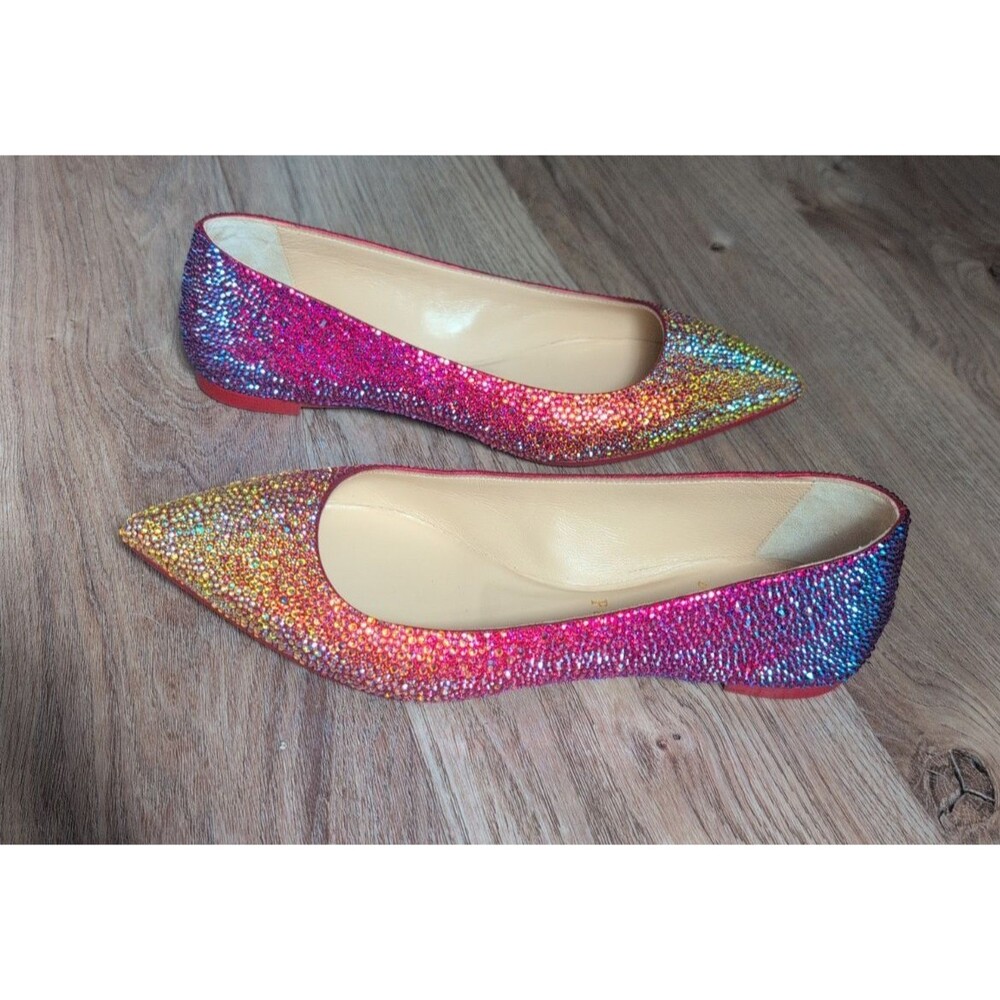Christian Louboutin Strass AB Crystal Embellished Ombre Flats Womens 7 EU 37